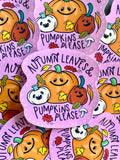 Autumn Leaves & Pumpkins Please Sticker image 0