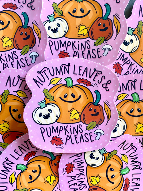 Autumn Leaves & Pumpkins Please Sticker image 0