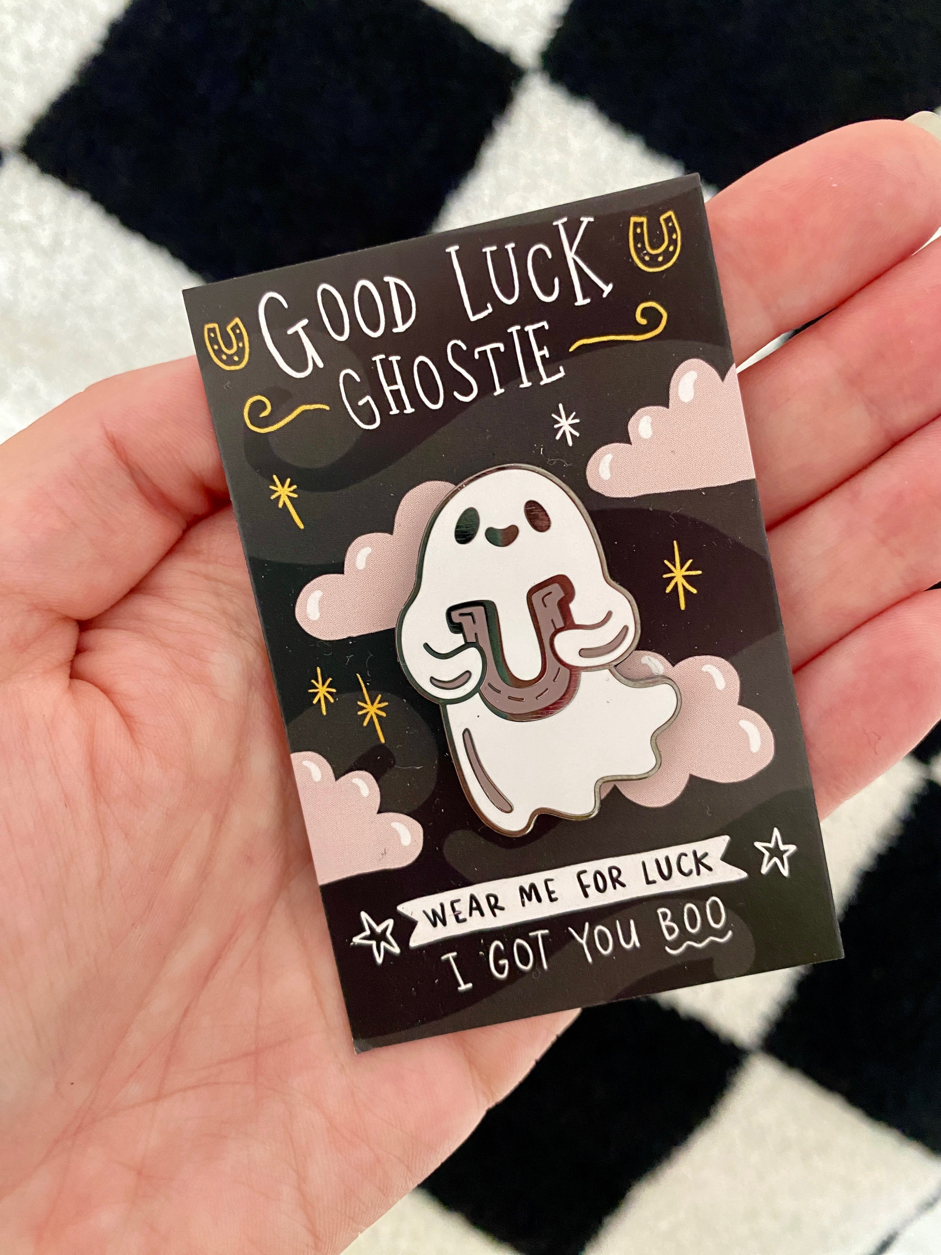 Good Luck Ghostie Hard Enamel Pin image 0
